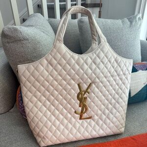Cream quilted YSL handbag